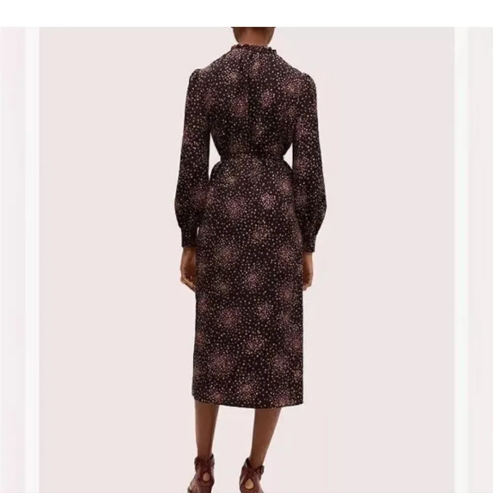 Kate Spade Disco Dots Ruffle Shirt Dress Black Size 4 EUC